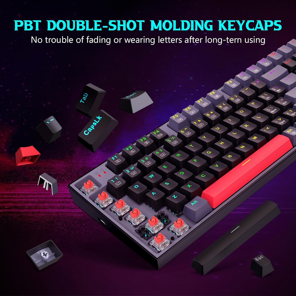 Teclado Redragon KITAVA LITE K636LGR-R 90% Rainbow Switch Red