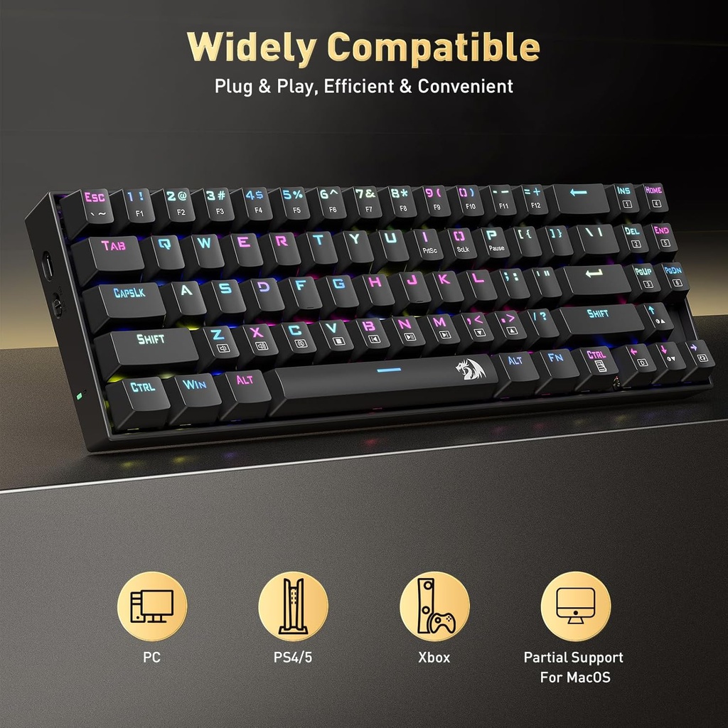 Teclado Redragon DEIMOS K599-KRS 70% Inalambrico Red Switch