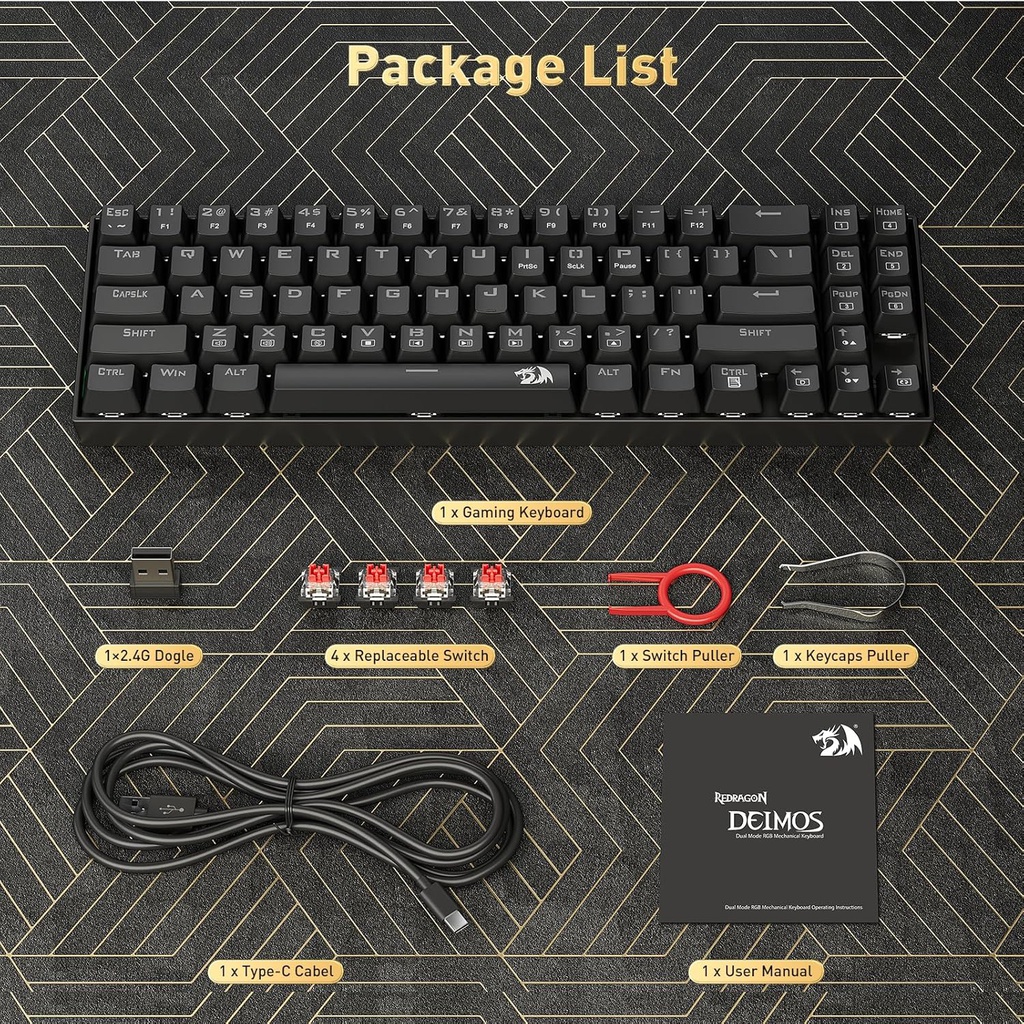 Teclado Redragon DEIMOS K599-KRS 70% Inalambrico Red Switch