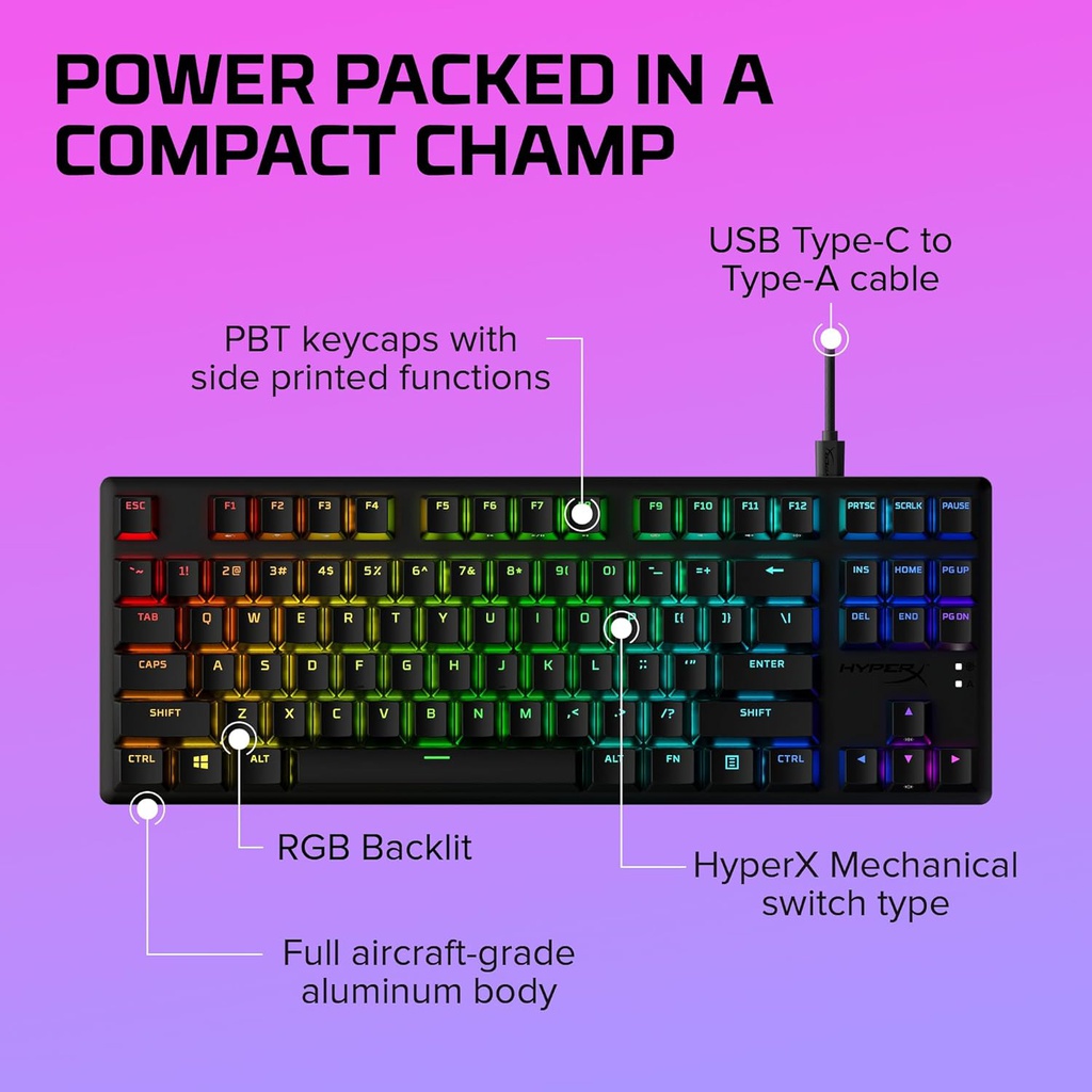 Teclado Hyperx Alloy Origins Core PBT Swich Blue